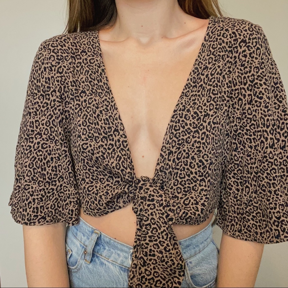 Cheetah tie top